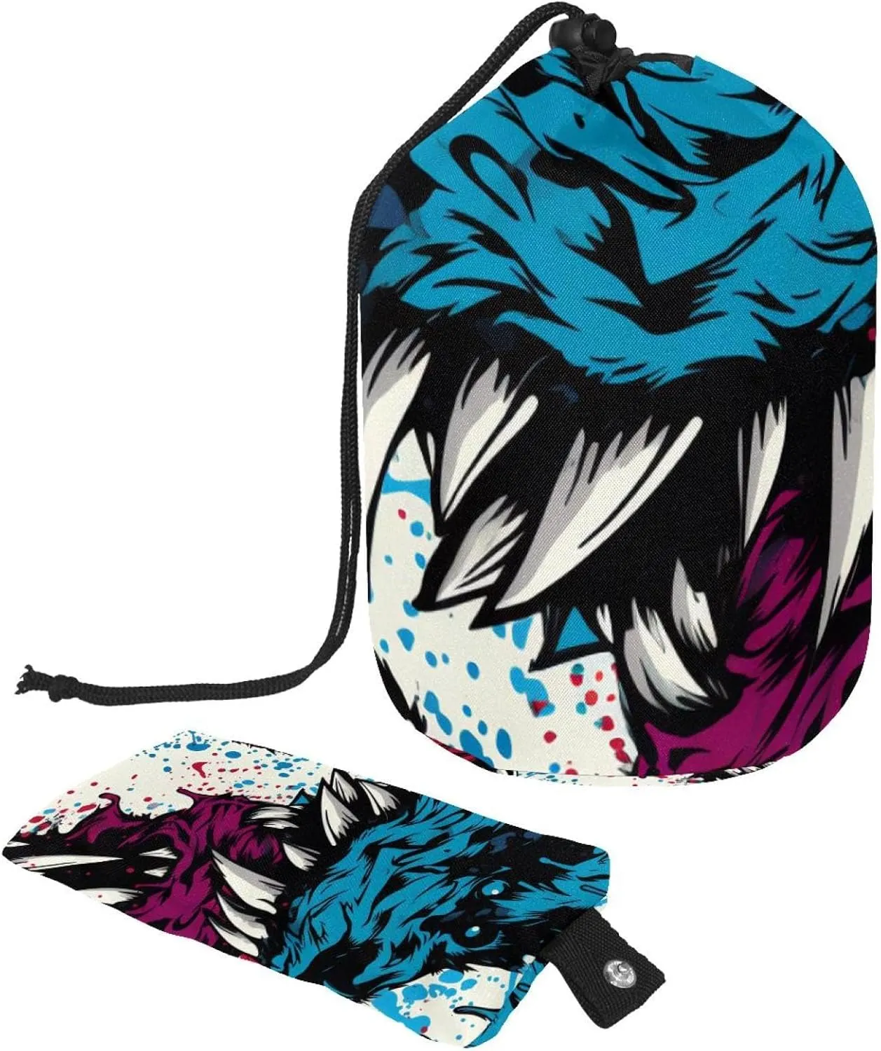 Cool Pop Art Monster Claw Travel Cosmetic Bags Makeup Bag for Women, Foldable Drawstring Travel Cosmetic Bags, Portable Toiletry Bucket Bag