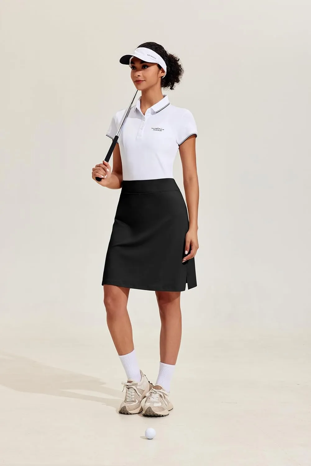 COOrun Women's 20" Knee Length Skorts Skirts Athletic Tennis Skorts Long Golf Skirt with Pockets Modest Skirts