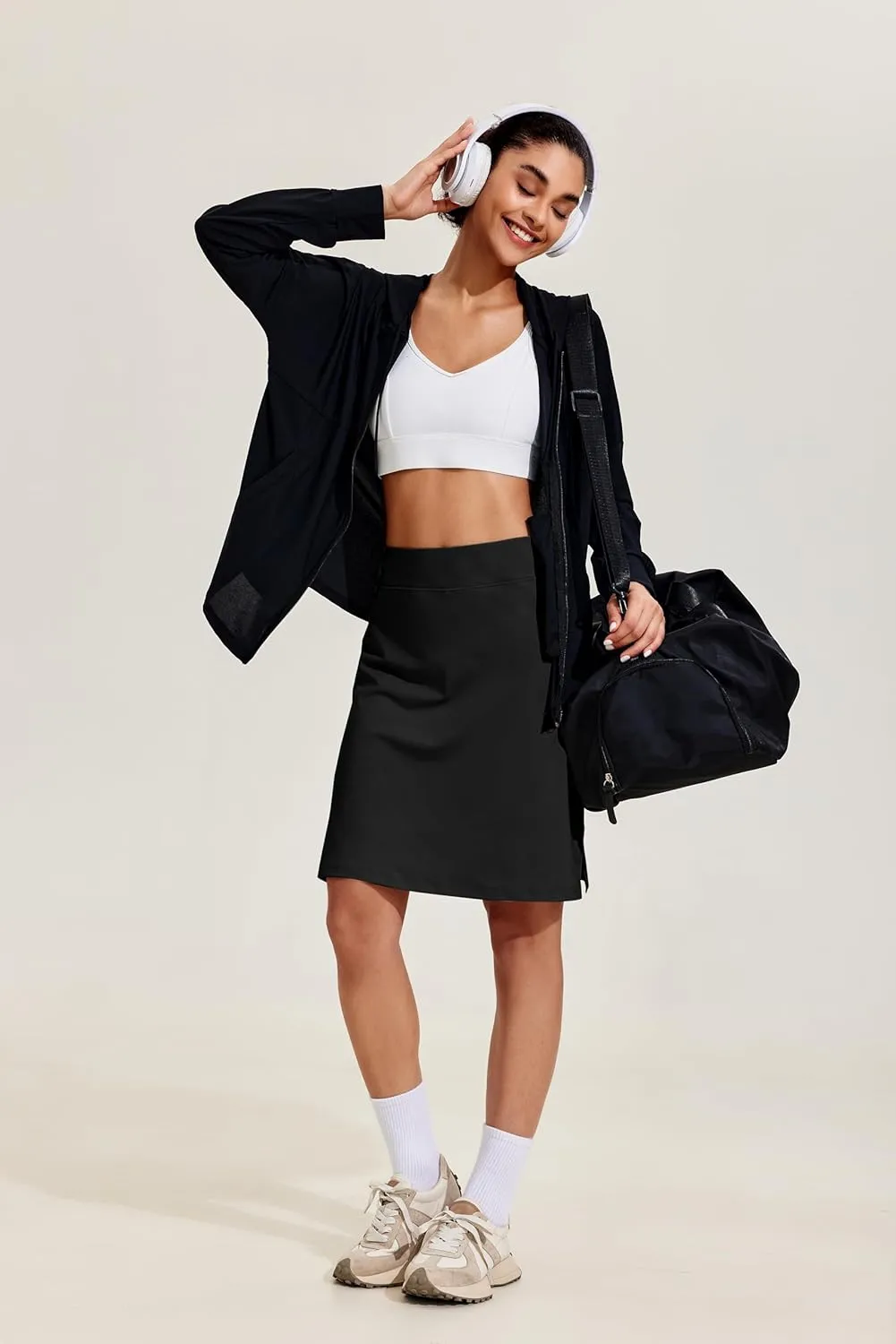 COOrun Women's 20" Knee Length Skorts Skirts Athletic Tennis Skorts Long Golf Skirt with Pockets Modest Skirts