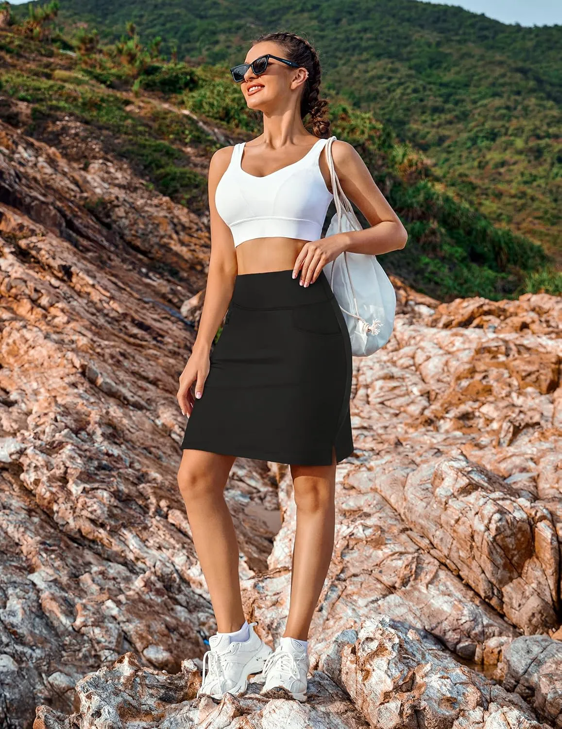 COOrun Women's Skorts Athletic Skirts with Pockets Knee Length Built-in Shorts Casual Skirt for Golf Tennis Workout (XS-3XL)