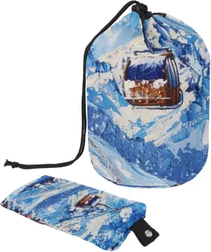 Creative Snow Mountain Travel Cosmetic Bags Makeup Bag for Women, Foldable Drawstring Travel Cosmetic Bags, Portable Toiletry Bucket Bag