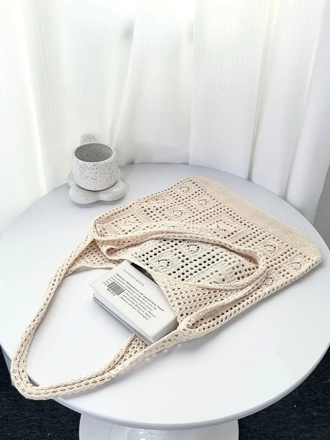 Crochet Tote Beach Handbag Aesthetic Knitted Shoulder Bag Crochet Beach Crossbody Bags Cute Tote Bags
