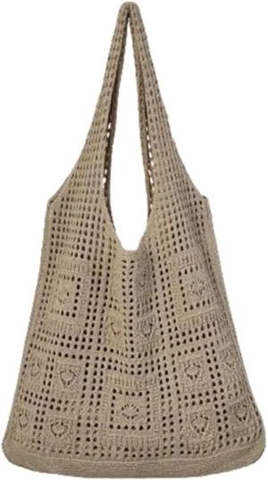 Crochet Tote Beach Handbag Aesthetic Knitted Shoulder Bag Crochet Beach Crossbody Bags Cute Tote Bags