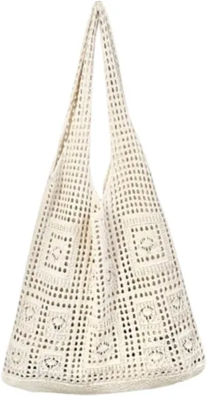 Crochet Tote Beach Handbag Aesthetic Knitted Shoulder Bag Crochet Beach Crossbody Bags Cute Tote Bags