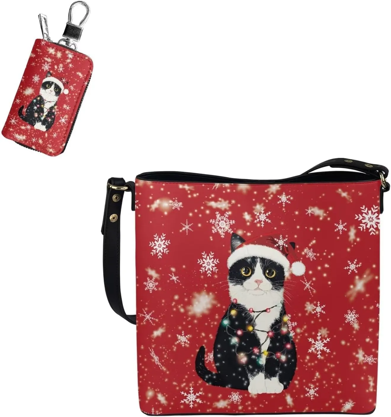 Crossbody Bag Set 2 Pieces Saddle Bags Satchel Bags for Women Car Key Fob Cover