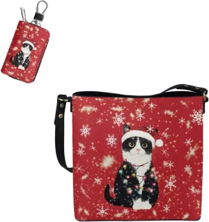 Crossbody Bag Set 2 Pieces Saddle Bags Satchel Bags for Women Car Key Fob Cover