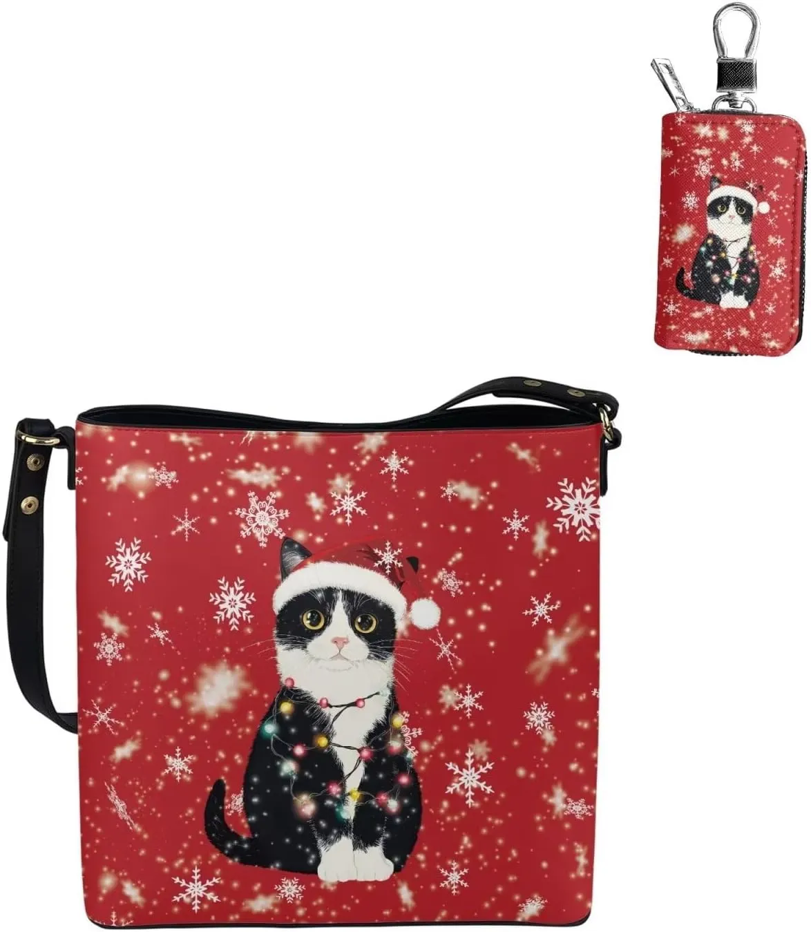 Crossbody Bag Set 2 Pieces Saddle Bags Satchel Bags for Women Car Key Fob Cover