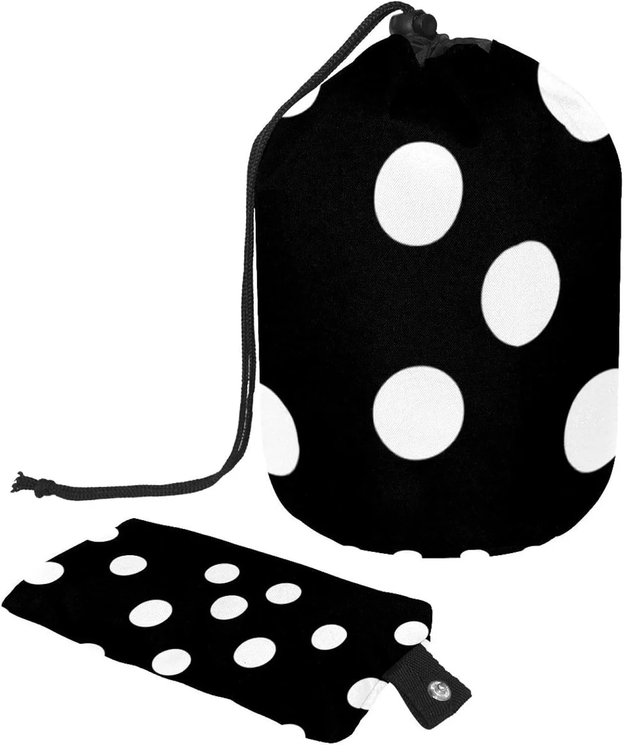 Cute Black White Polka Dots 41 Travel Cosmetic Bags Makeup Bag for Women, Foldable Drawstring Travel Cosmetic Bags, Portable Toiletry Bucket Bag