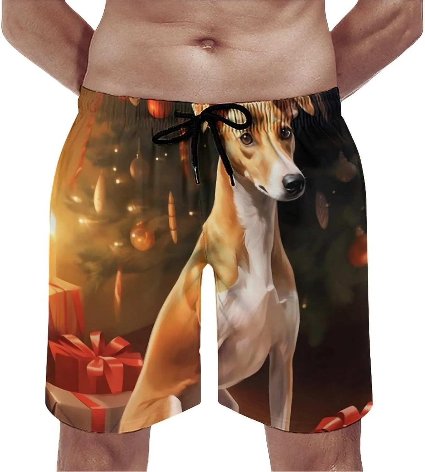 Cute Christmas Whippet Dog Men's Swim Trunks Quick Dry Bathing Suit Swimming Board Shorts Beach Swimwear