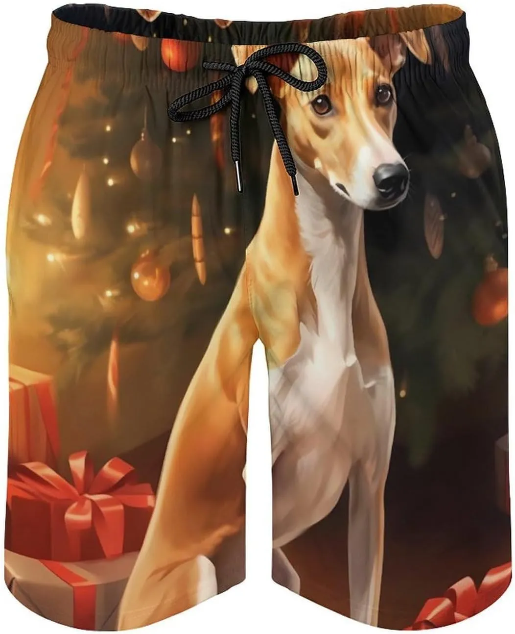 Cute Christmas Whippet Dog Men's Swim Trunks Quick Dry Bathing Suit Swimming Board Shorts Beach Swimwear