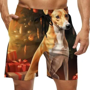 Cute Christmas Whippet Dog Men's Swim Trunks Quick Dry Bathing Suit Swimming Board Shorts Beach Swimwear