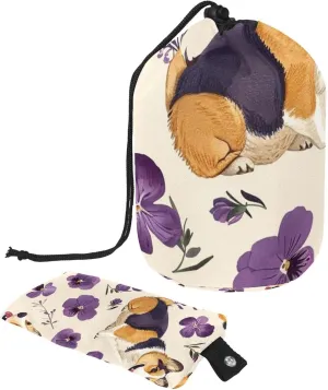 Cute Corgi Dogs Print Travel Cosmetic Bags Makeup Bag for Women, Foldable Drawstring Travel Cosmetic Bags, Portable Toiletry Bucket Bag