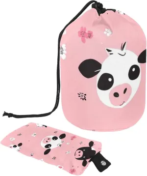 Cute Little Pink Cow Heads Travel Cosmetic Bags Makeup Bag for Women, Foldable Drawstring Travel Cosmetic Bags, Portable Toiletry Bucket Bag
