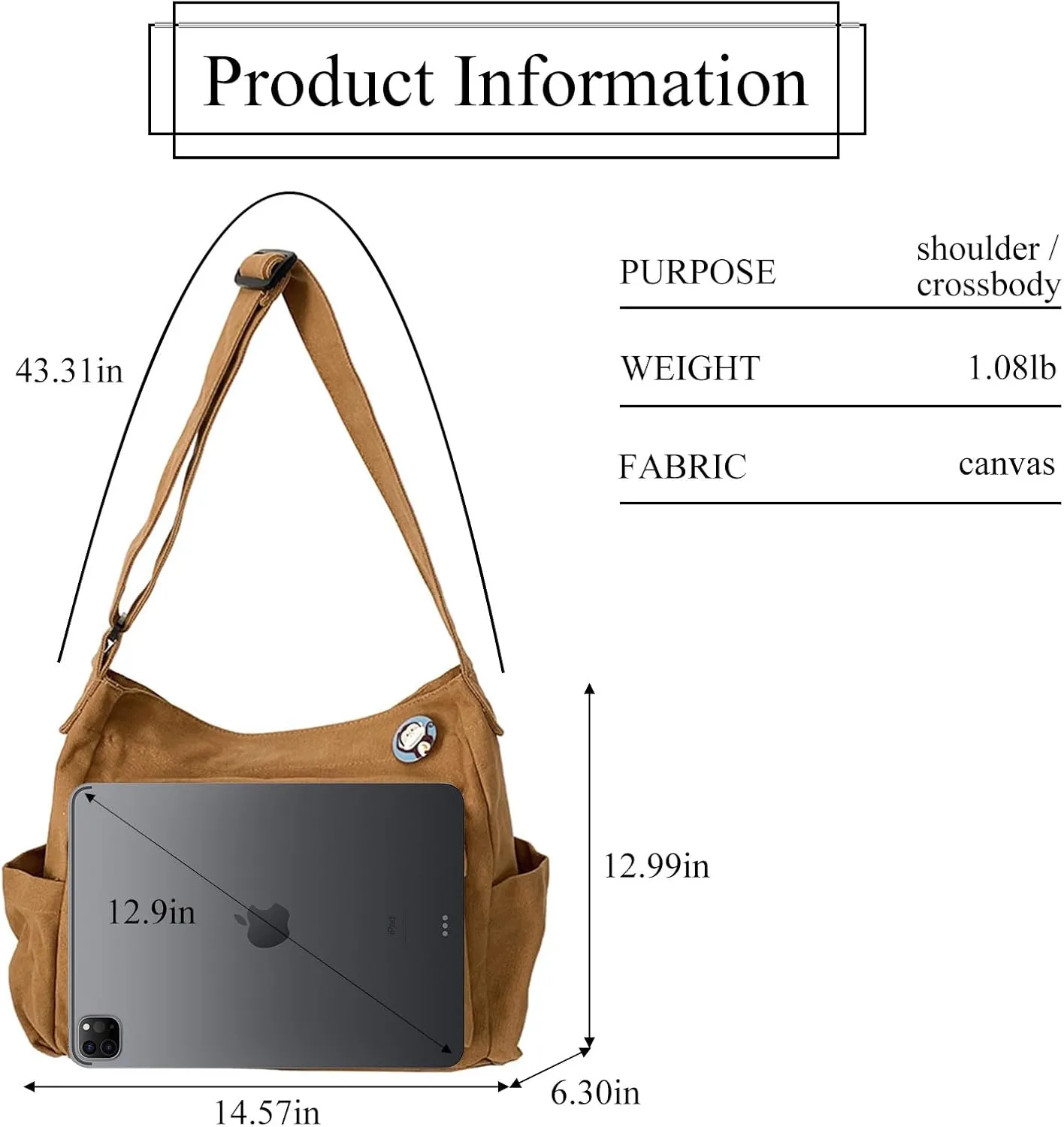 Cute Messenger Bag, Canvas Crossbody Bags for Women Kawaii Messenger Bags Purses with Cute Bag