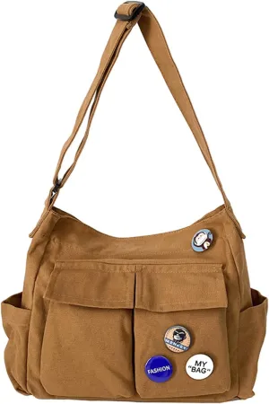 Cute Messenger Bag, Canvas Crossbody Bags for Women Kawaii Messenger Bags Purses with Cute Bag