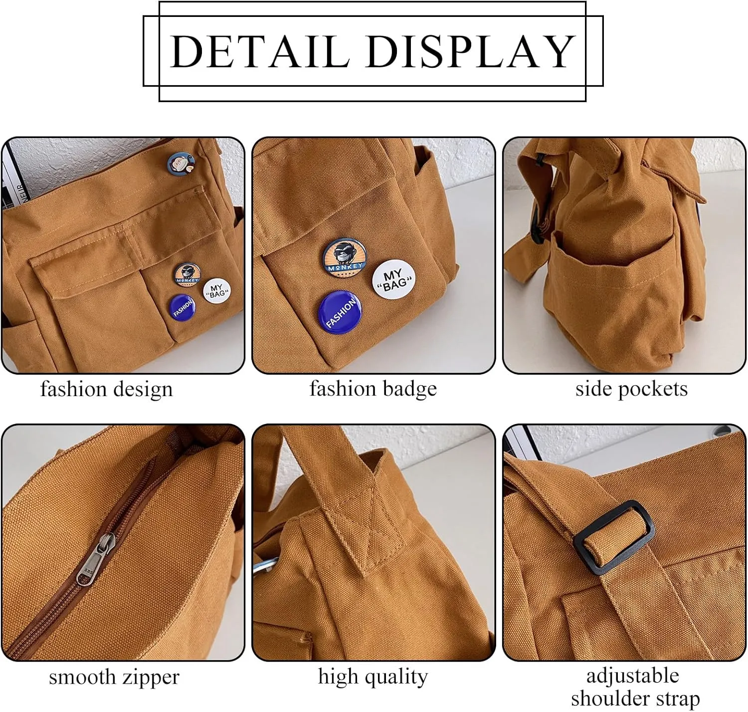 Cute Messenger Bag, Canvas Crossbody Bags for Women Kawaii Messenger Bags Purses with Cute Bag