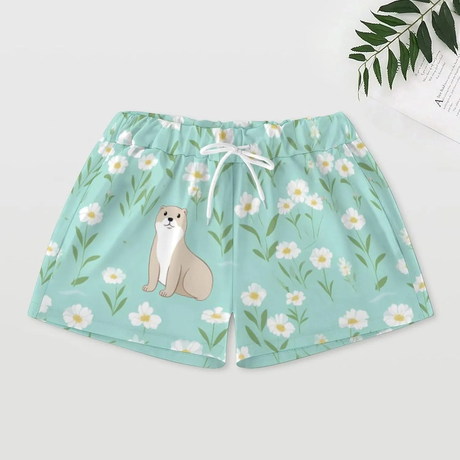 Cute Otter Womens Pajama Set Long Sleeve And Shorts Loungewear Sets 2 Piece Sleepwear Set