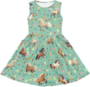 Cute Sundress with Pockets for Girls Casual Dress Knee Length Sleeveless Beach Skirts for 2-14T Teen Girls
