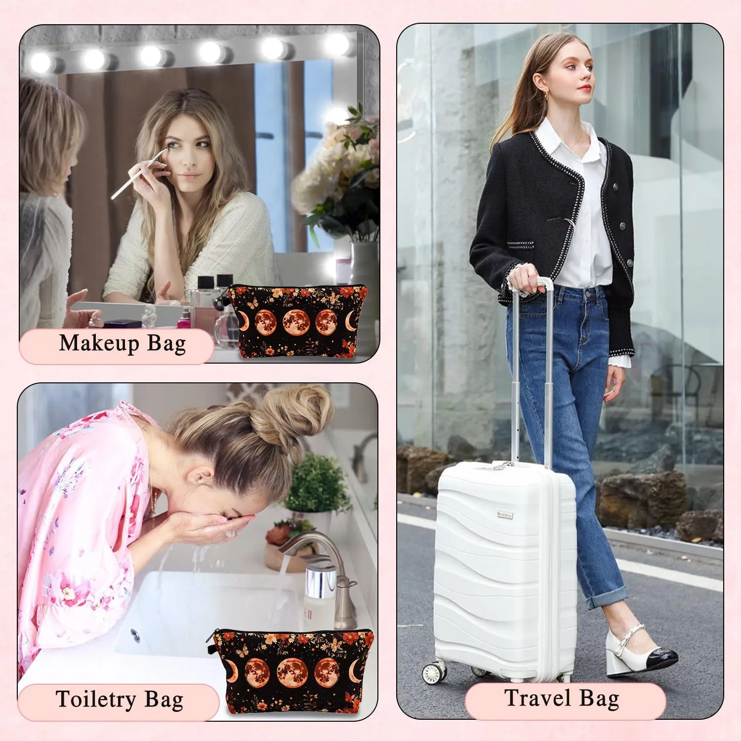 Cute Travel Makeup Bag Cosmetic Bag Small Pouch Toiletry Bag Gift for Women Travel Accessories for Women (NR40233)