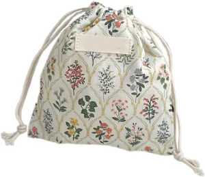Cyni Japanese Small Flower Drawstring Cosmetic Bags Fashion Lipstick Toiletry Makeup Organized Key Earphone Storage Bags