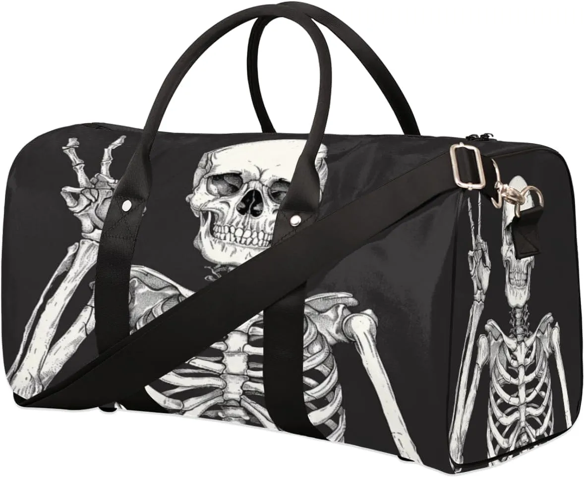 Day Of The Dead Travel Duffel Bag for Women Men, Skull Sport Tote Gym Bag Foldable Weekender Overnight Bag Waterproof Carry On Luggage Bag