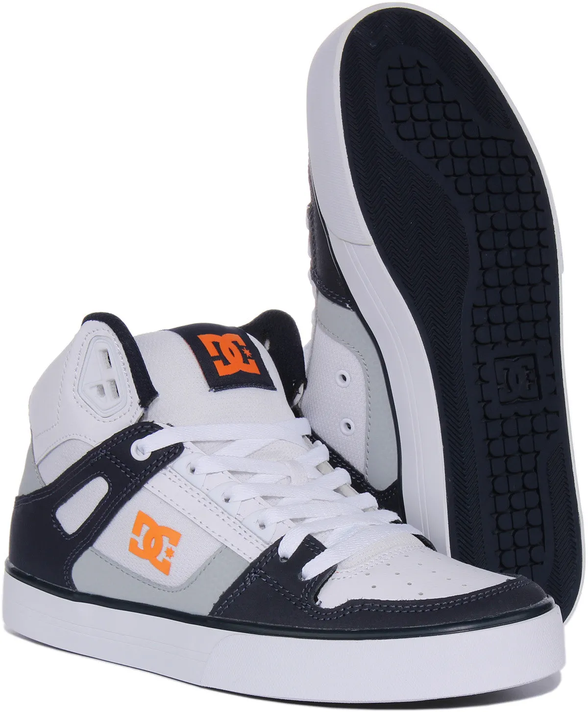 Dc Shoes Pure High Top In White Navy For Men