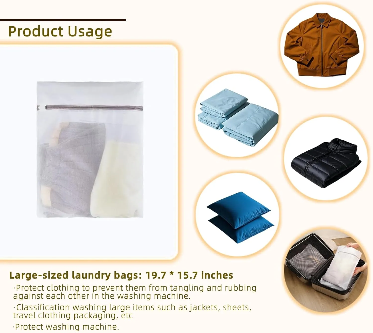 Delicate Laundry bags, protective laundry mesh bags, clothes washing bag, travel mesh bag, 1pack-Large