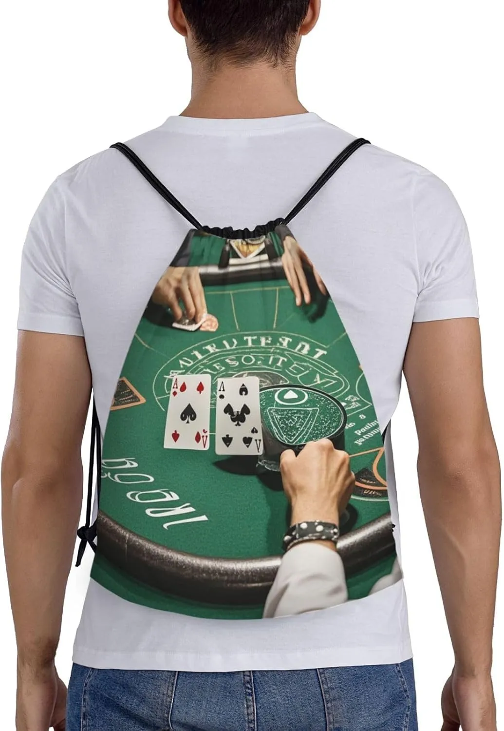 Drawstring Backpack Foldable String Bag Poker Tournament Resistant Sackpack Sports Gym Bag for Shopping Yoga