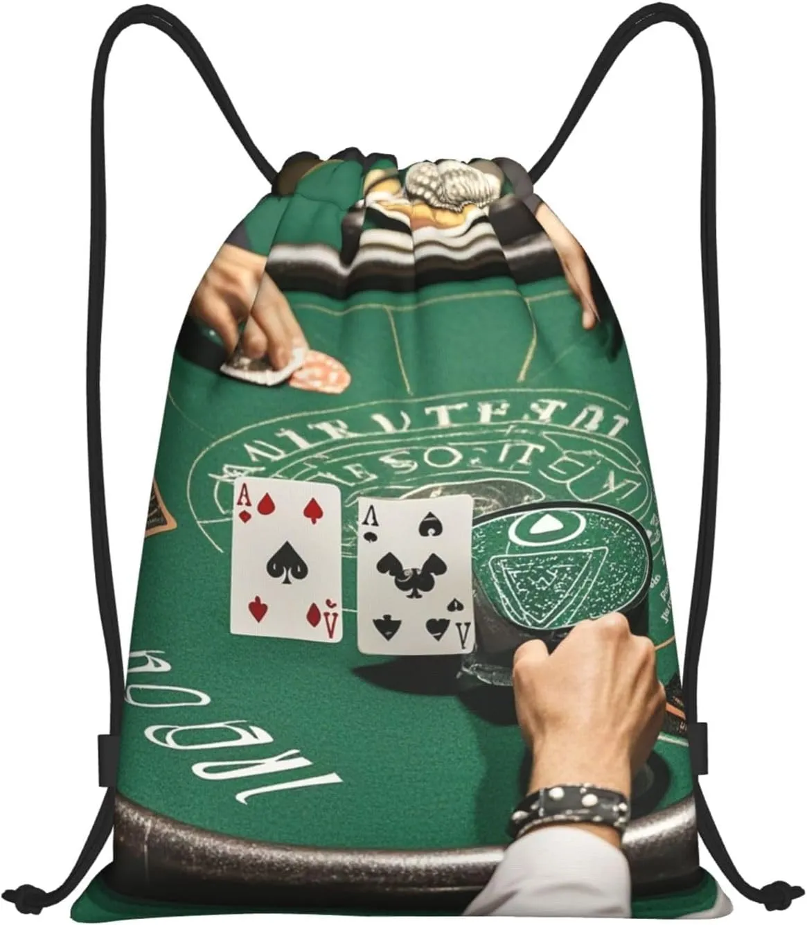 Drawstring Backpack Foldable String Bag Poker Tournament Resistant Sackpack Sports Gym Bag for Shopping Yoga