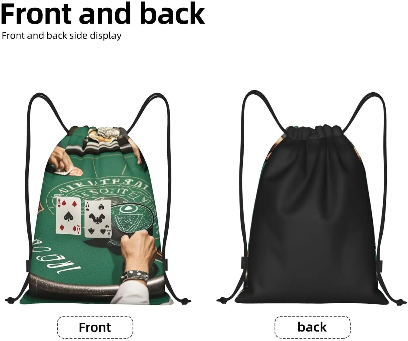 Drawstring Backpack Foldable String Bag Poker Tournament Resistant Sackpack Sports Gym Bag for Shopping Yoga