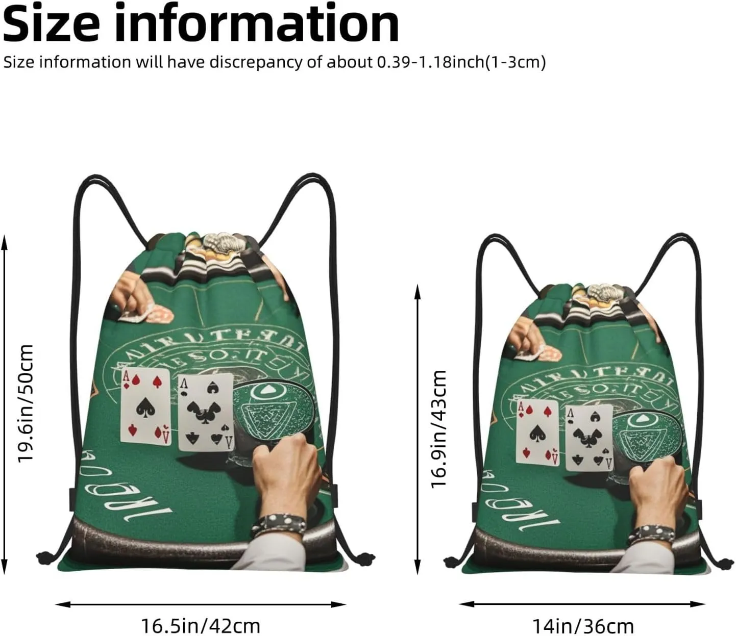 Drawstring Backpack Foldable String Bag Poker Tournament Resistant Sackpack Sports Gym Bag for Shopping Yoga