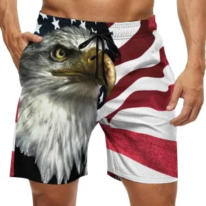 East Eagle on The American Flag Men's Swim Trunks Quick Dry Bathing Suit Swimming Shorts Beach Swimwear
