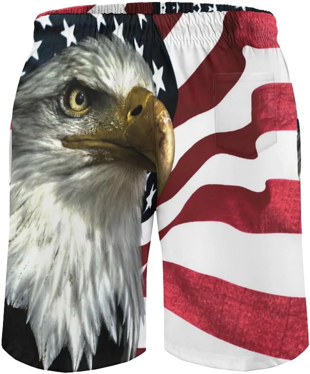 East Eagle on The American Flag Men's Swim Trunks Quick Dry Bathing Suit Swimming Shorts Beach Swimwear