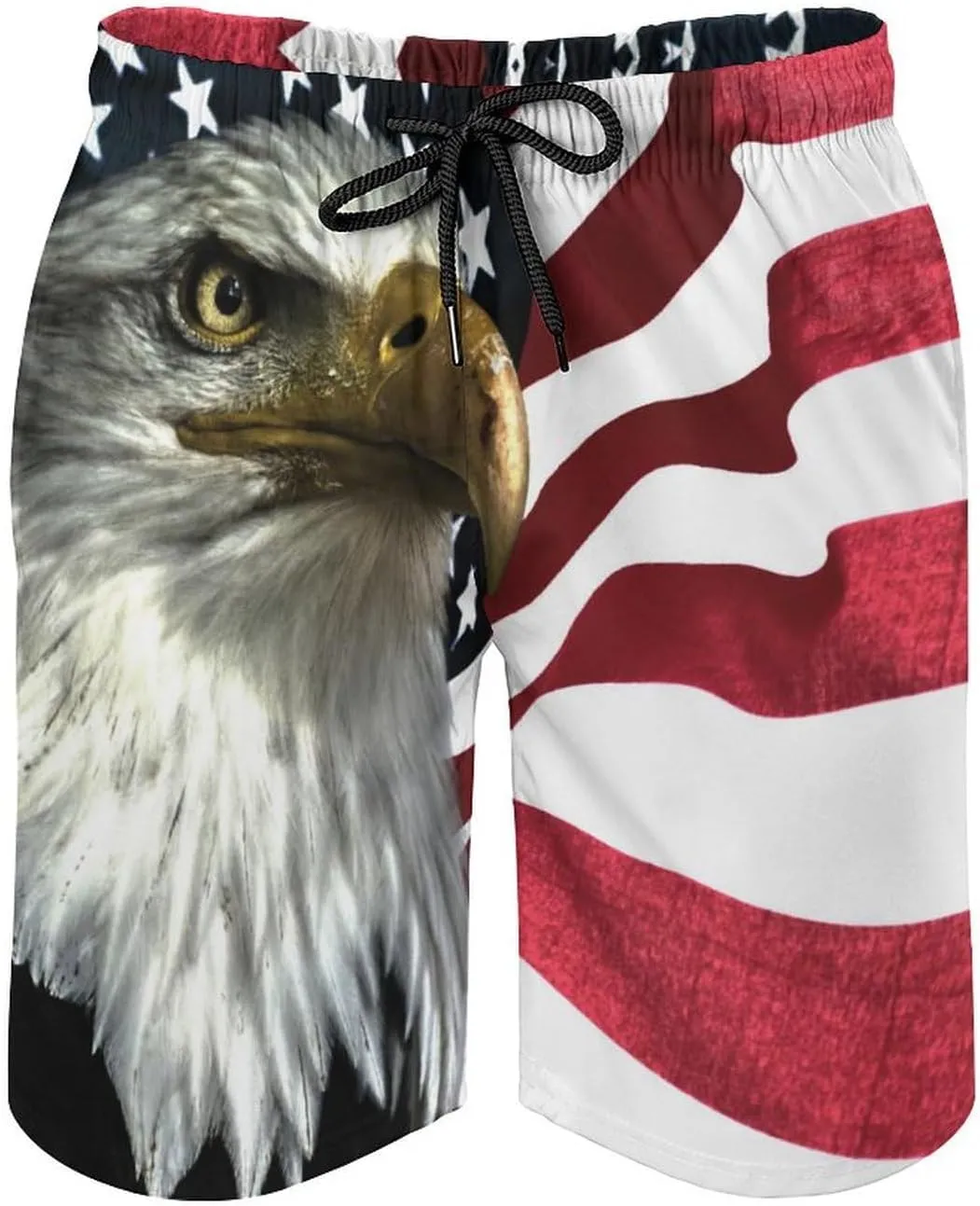 East Eagle on The American Flag Men's Swim Trunks Quick Dry Bathing Suit Swimming Shorts Beach Swimwear