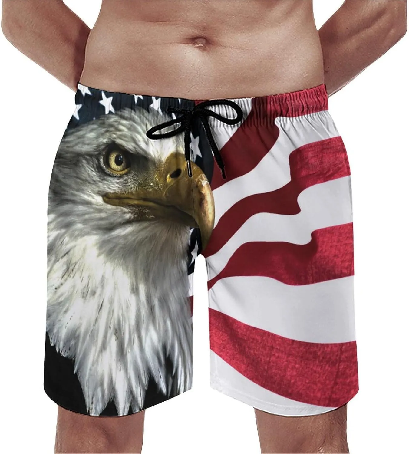 East Eagle on The American Flag Men's Swim Trunks Quick Dry Bathing Suit Swimming Shorts Beach Swimwear