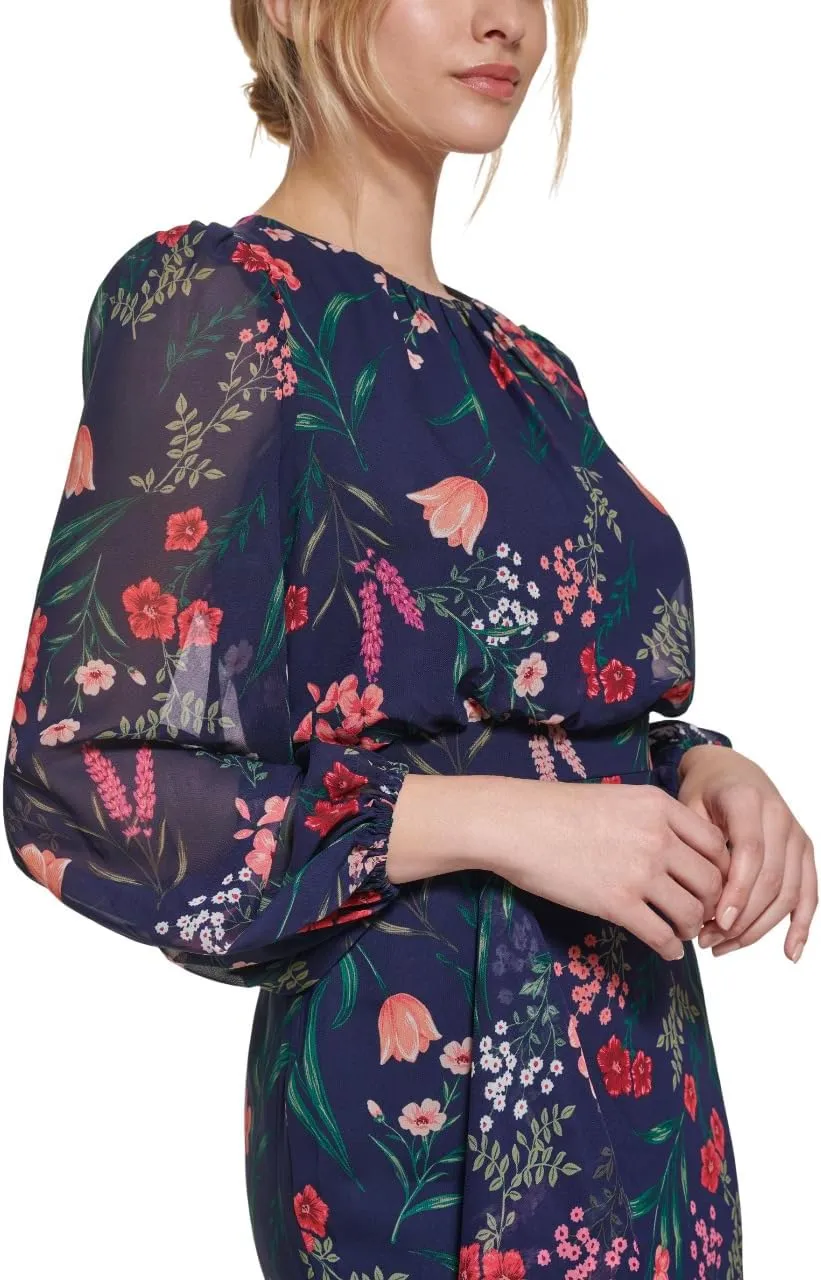 Eliza J Women's Balloon Sleeve High Neck Cascade Maxi Dress