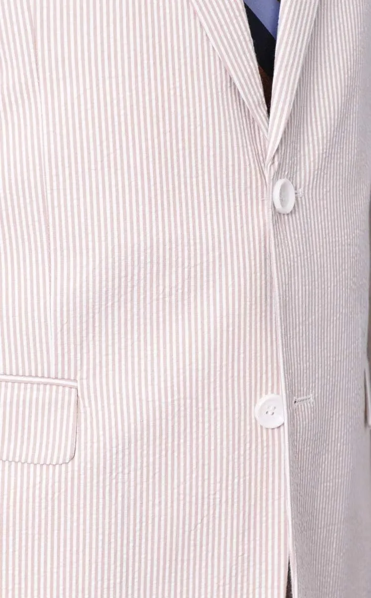 Emigre Men's 100% Cotton Striped Seersucker Suit