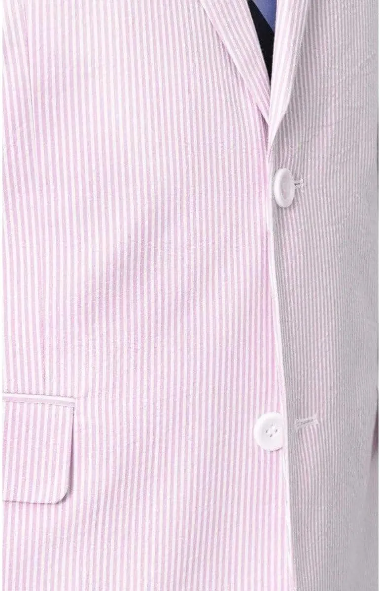 Emigre Men's 100% Cotton Striped Seersucker Suit