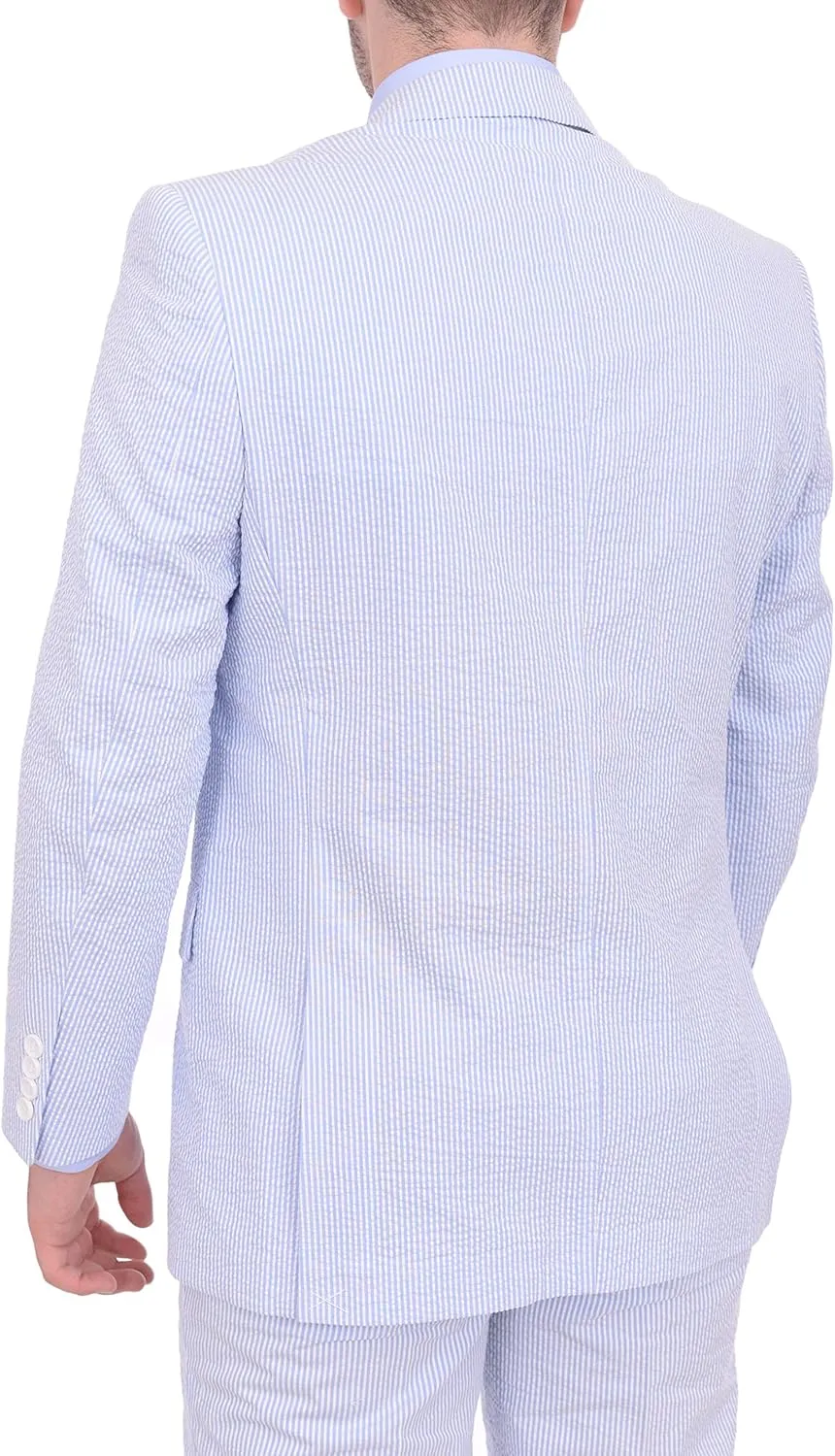 Emigre Men's 100% Cotton Striped Seersucker Suit