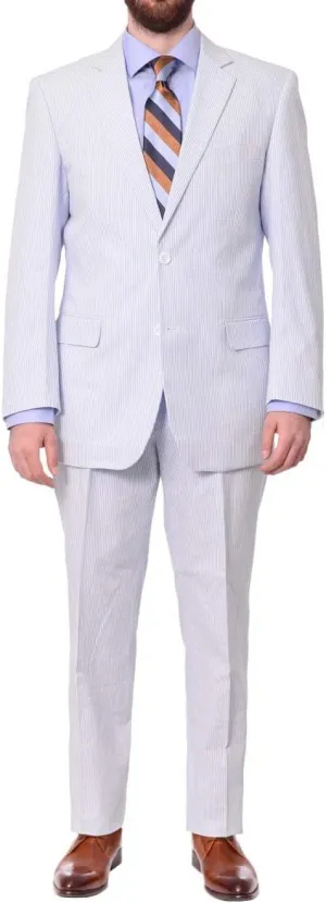 Emigre Men's 100% Cotton Striped Seersucker Suit
