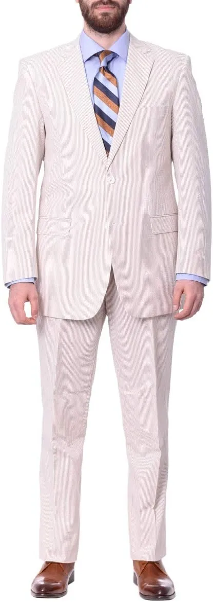Emigre Men's 100% Cotton Striped Seersucker Suit