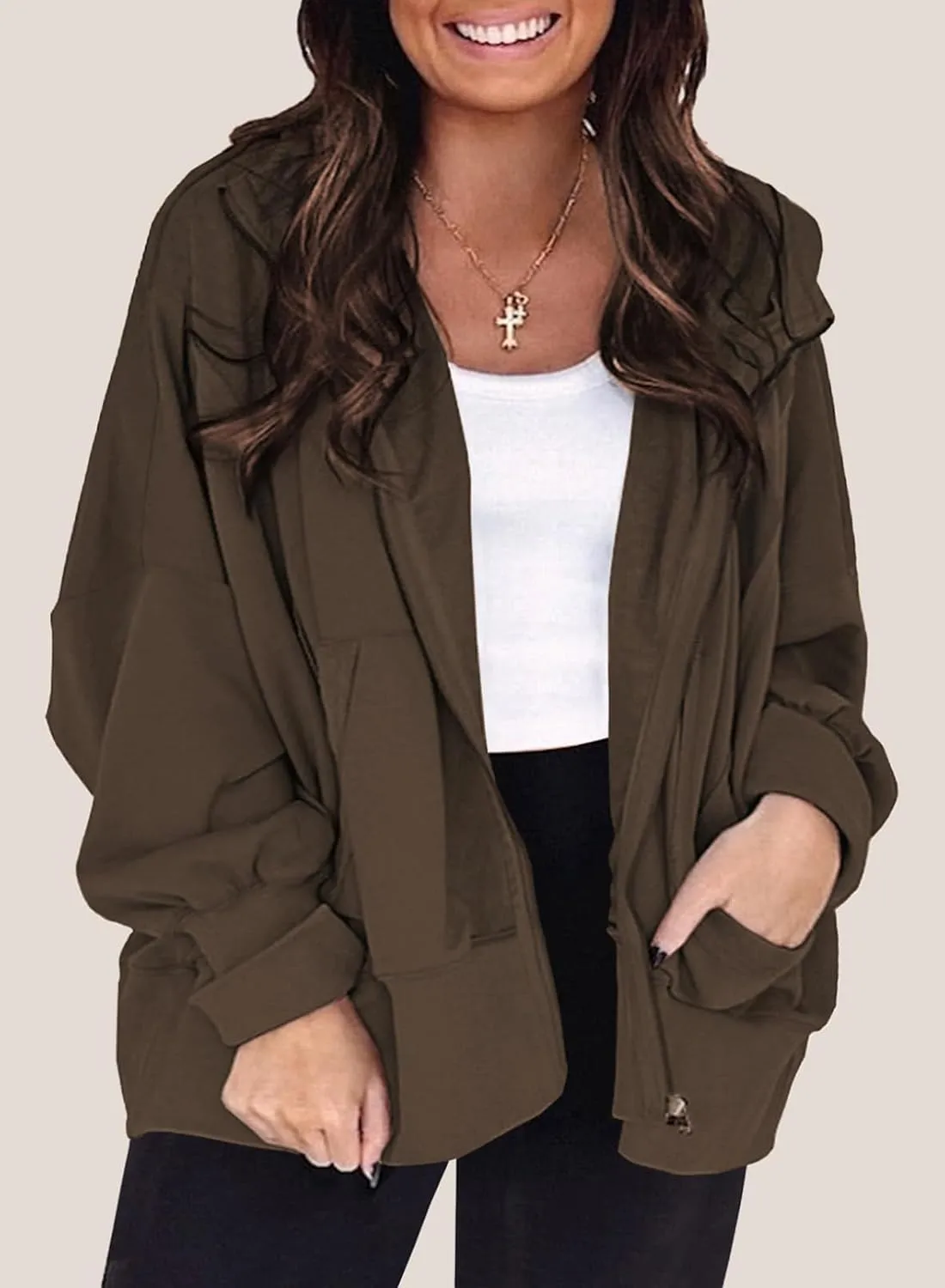 Eytino Women Plus Size Sweatshirts Long Sleeve Zip Up Oversized Casual Hoodies Jackets 2024 Fashion Fall Outfits(1X-5X)
