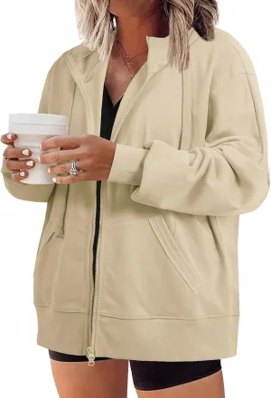 Eytino Women Plus Size Sweatshirts Long Sleeve Zip Up Oversized Casual Hoodies Jackets 2024 Fashion Fall Outfits(1X-5X)