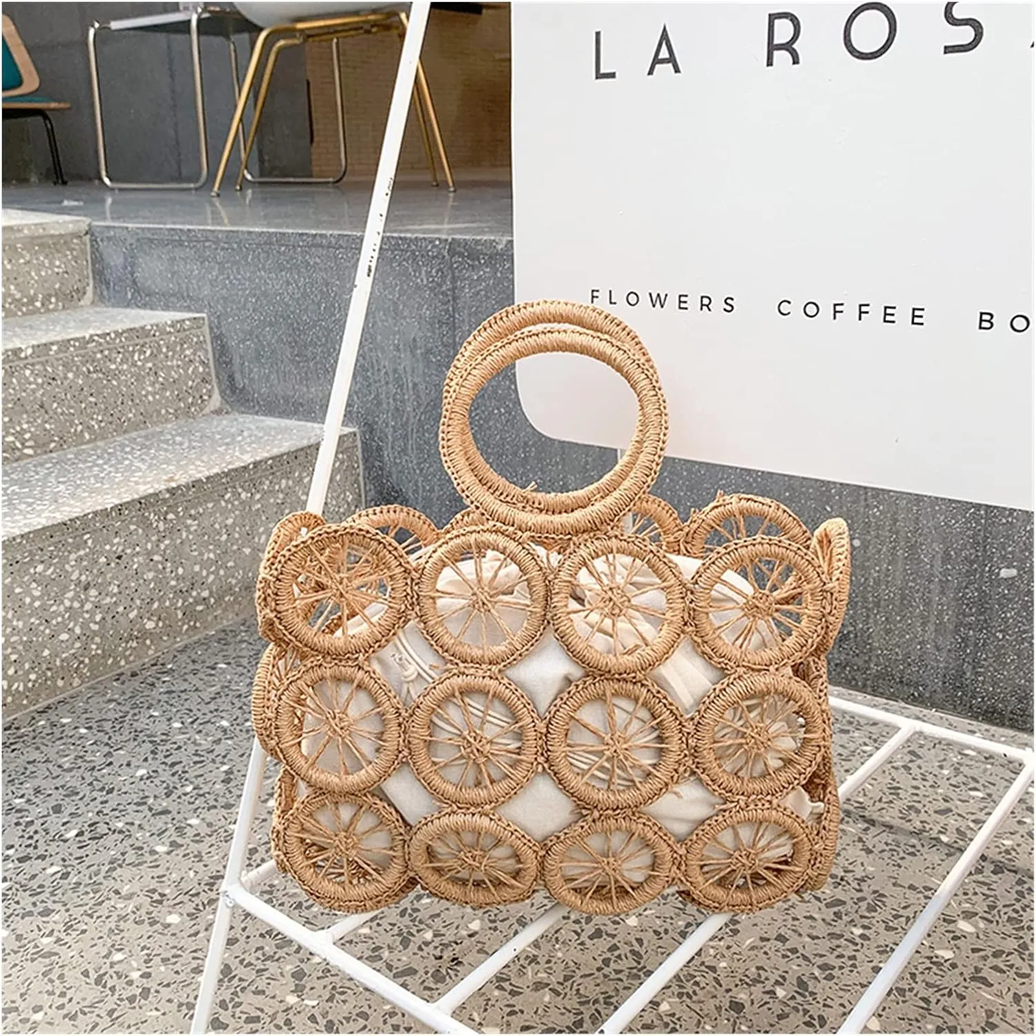 Fashion Hollow Round Straw Bags Woven Women Handbags Summer Beach Shoulder Crossbody Bags For Women Purses