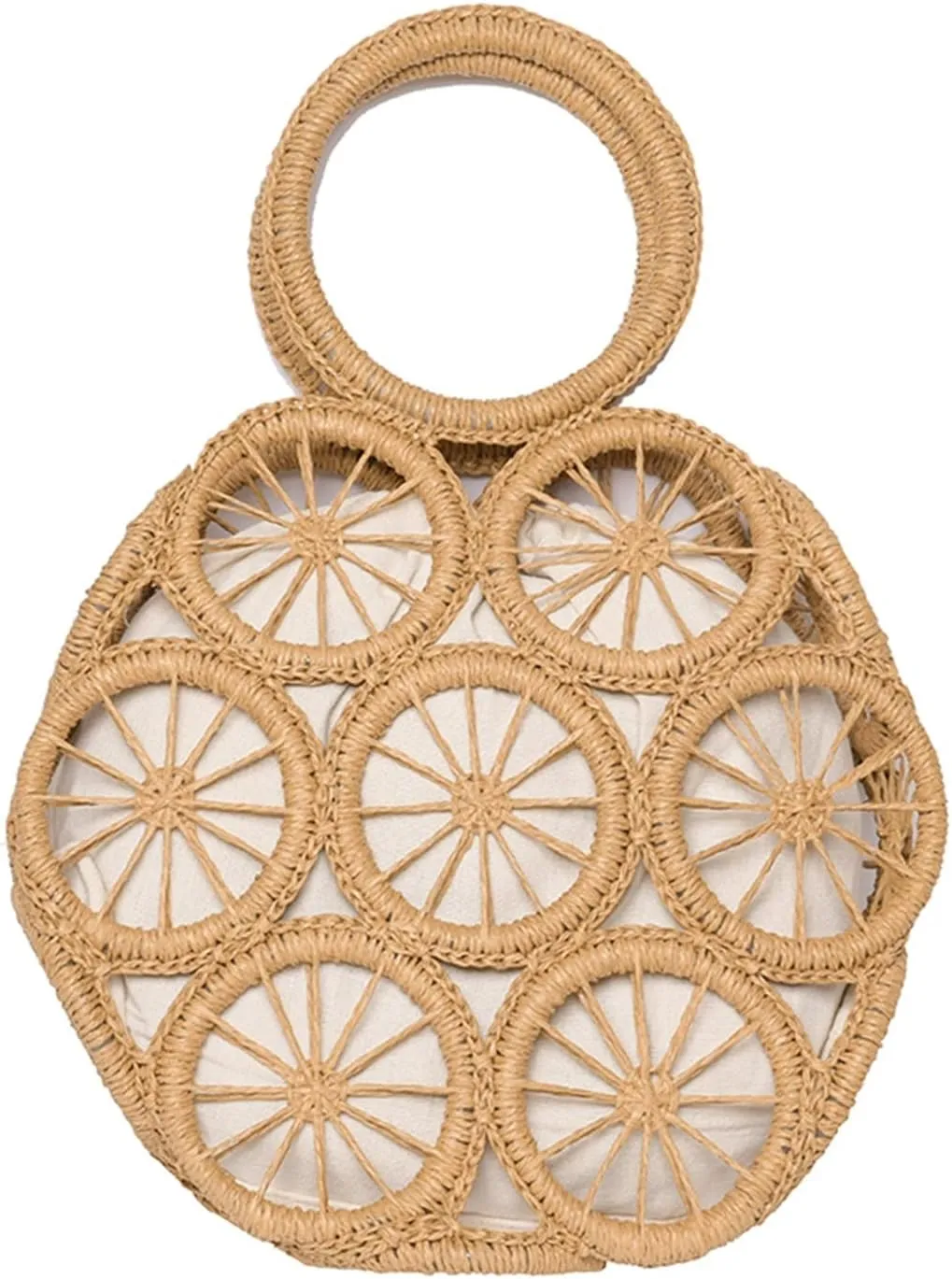 Fashion Hollow Round Straw Bags Woven Women Handbags Summer Beach Shoulder Crossbody Bags For Women Purses