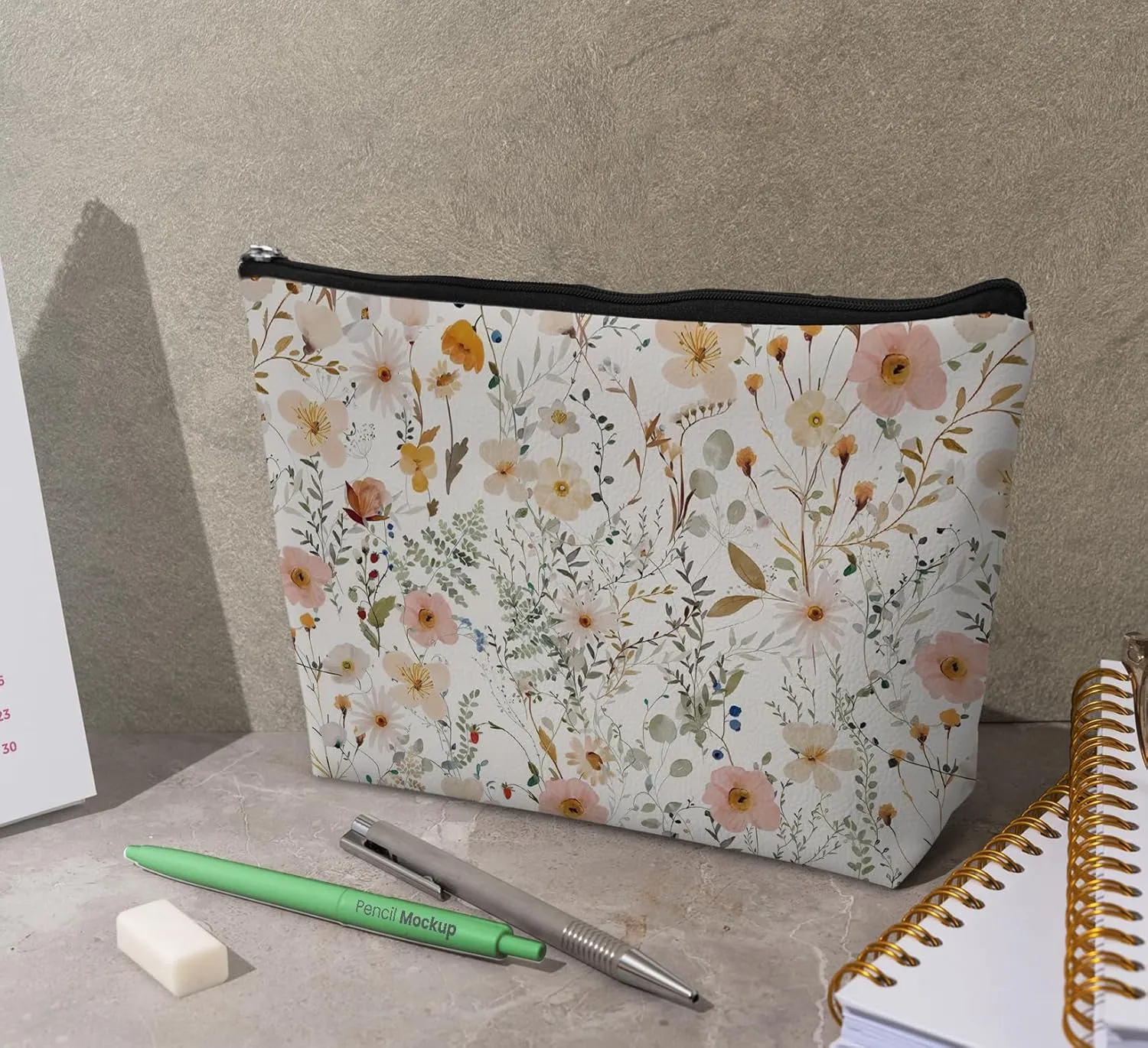 Floral Makeup Bags,Small Makeup Bag,Travel Toiletry Bag for Women,Waterproof Zipper Cosmetic Pouch,Travel Toiletry Bag for Purse Water Resistant Girls Gift, 048FHH