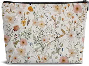 Floral Makeup Bags,Small Makeup Bag,Travel Toiletry Bag for Women,Waterproof Zipper Cosmetic Pouch,Travel Toiletry Bag for Purse Water Resistant Girls Gift, 048FHH