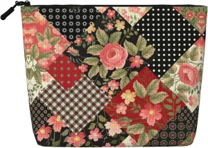 Flower Dots Print Cosmetic Bags for Women Large Capacity Purse Travel Toiletry Zipper Storage Pouch
