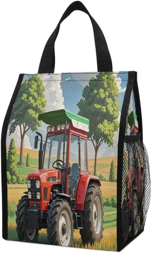 Foldable Cooler Bag, Tractor Theme Printed Cooler Bag,Insulated Tote Bag,Grocery Tote Bag