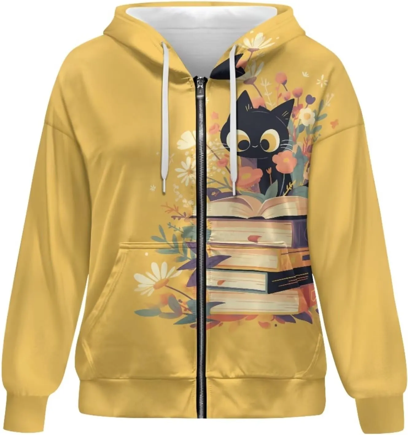 Forchrinse Skeleton Cobweb Womens Causal Long Sleeve Zip Up Hoodie Sweatshirts Y2K Hoodie Jackets Loose Fit Fashion Fall Coat